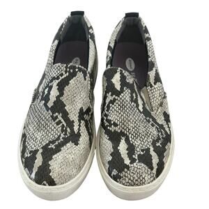 Dr. Scholl's Black and White Slip-On Snakeskin Shoes Size 8